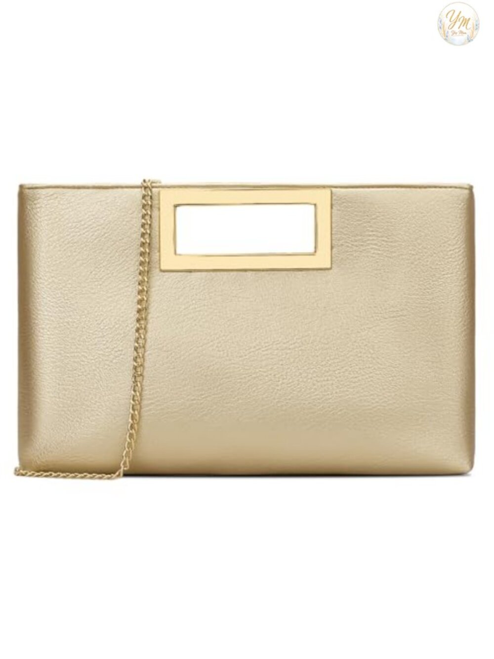 Vegan Leather Clutch with Chain Strap Formal Evening Bag